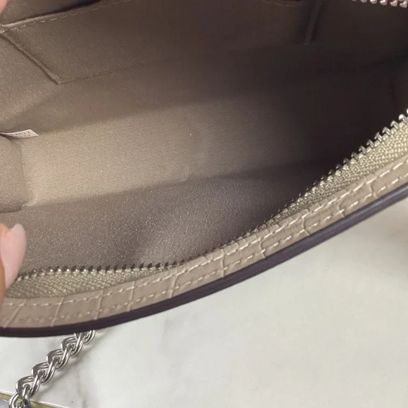 Coach Beige Croc Embossed Crossbody Bag - Picture 10 of 10